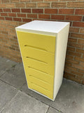 Retro Tall White/Yellow Chest of Drawers