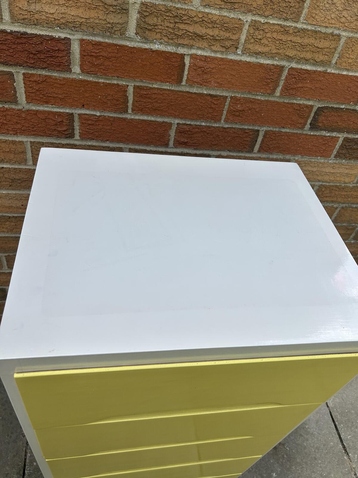 Retro Tall White/Yellow Chest of Drawers