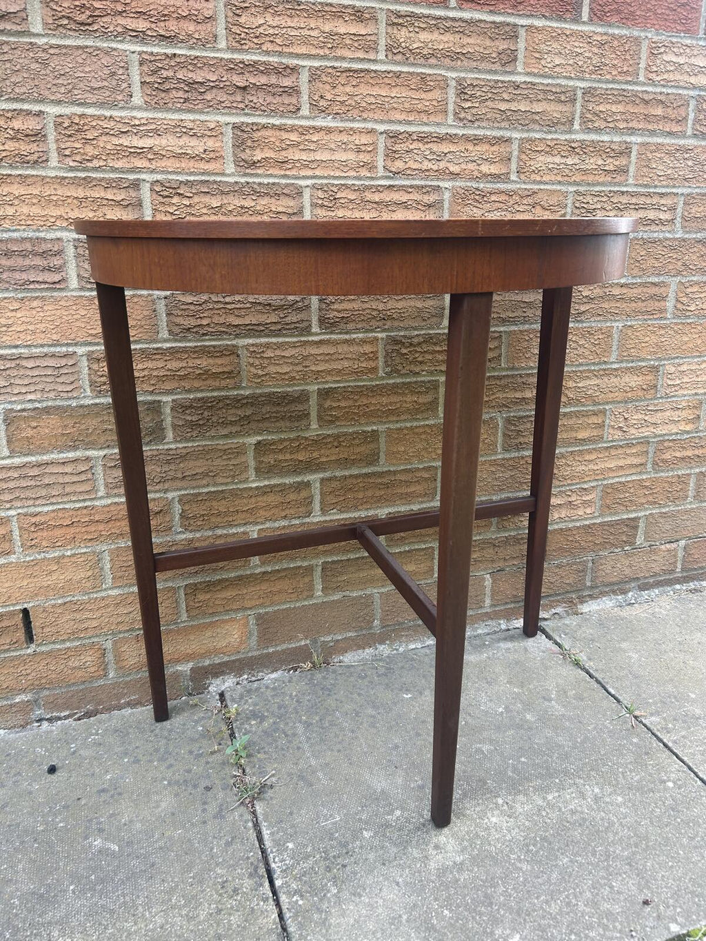Mid Century Teak Half Moon Console Hall Table