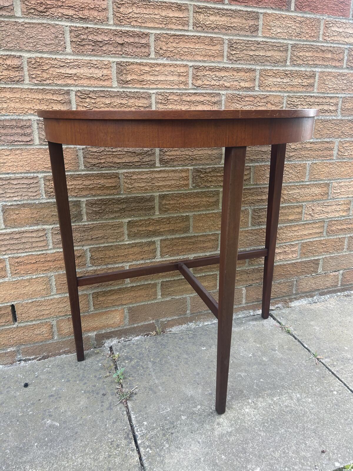 Mid Century Teak Half Moon Console Hall Table