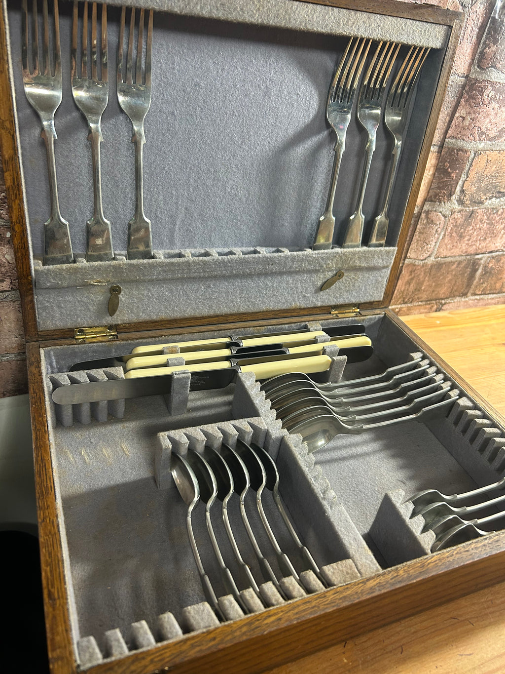 Vintage Cutlery Set in Wooden Case