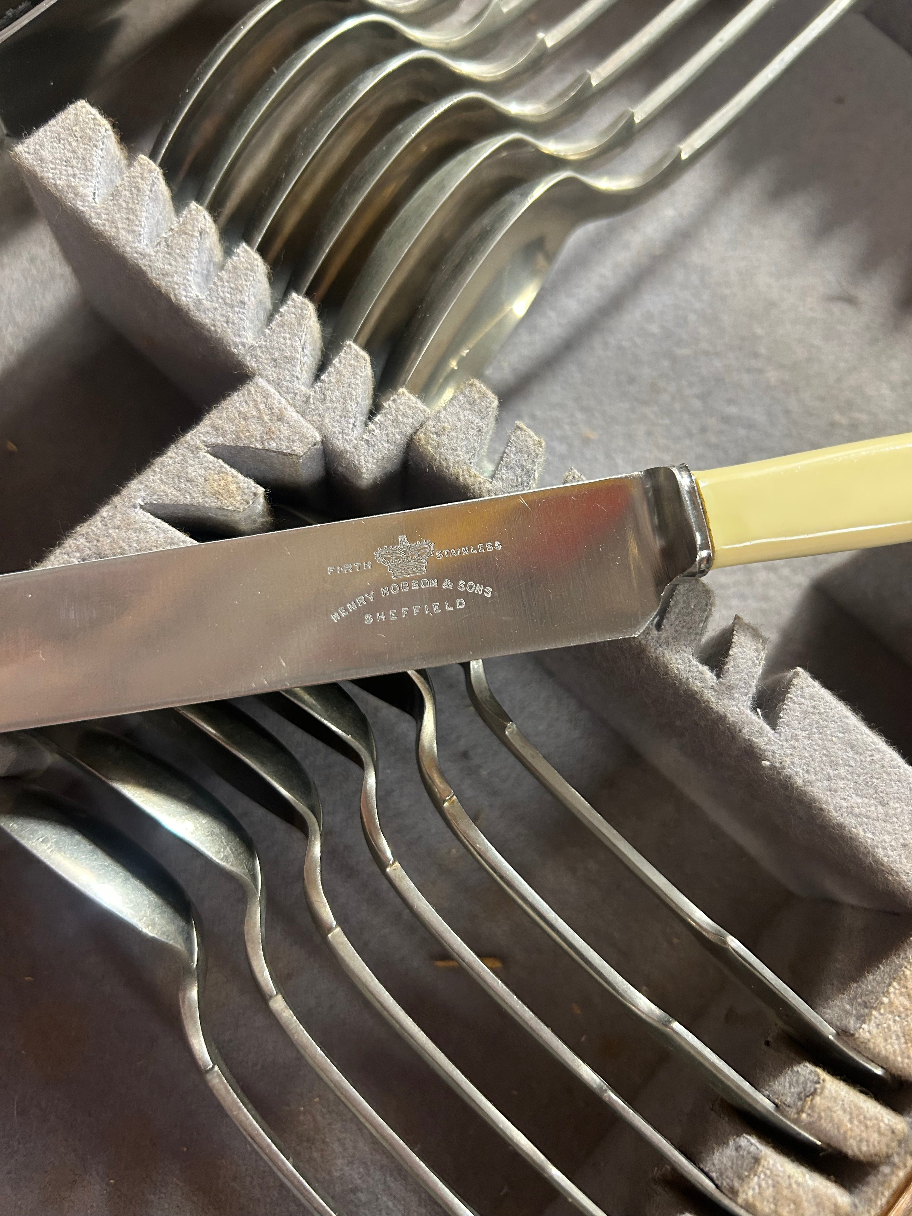 Vintage Cutlery Set in Wooden Case