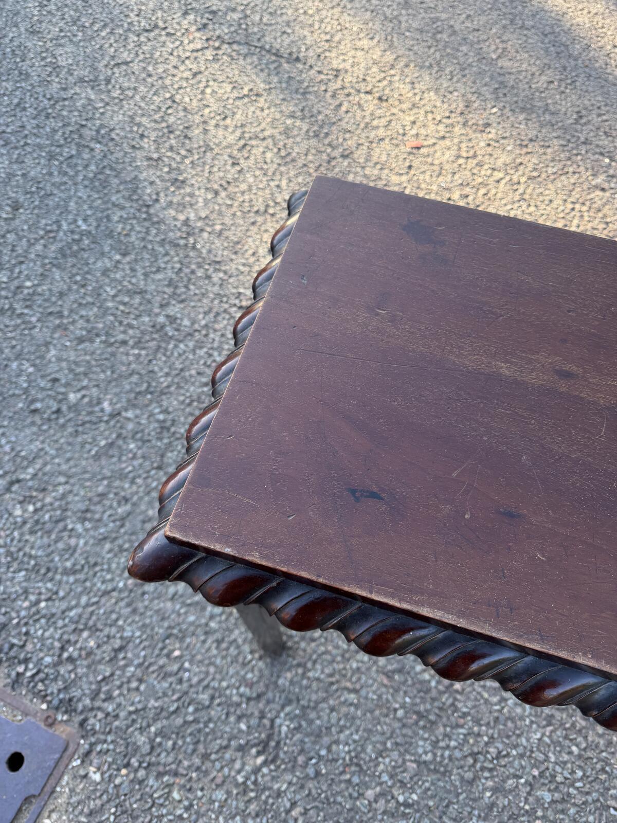 Antique 19th Century Mahogany Side Table with Carved Border