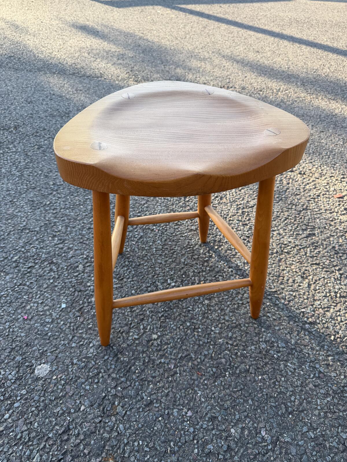 Ash Wood Sculpted Saddle Seat Stool