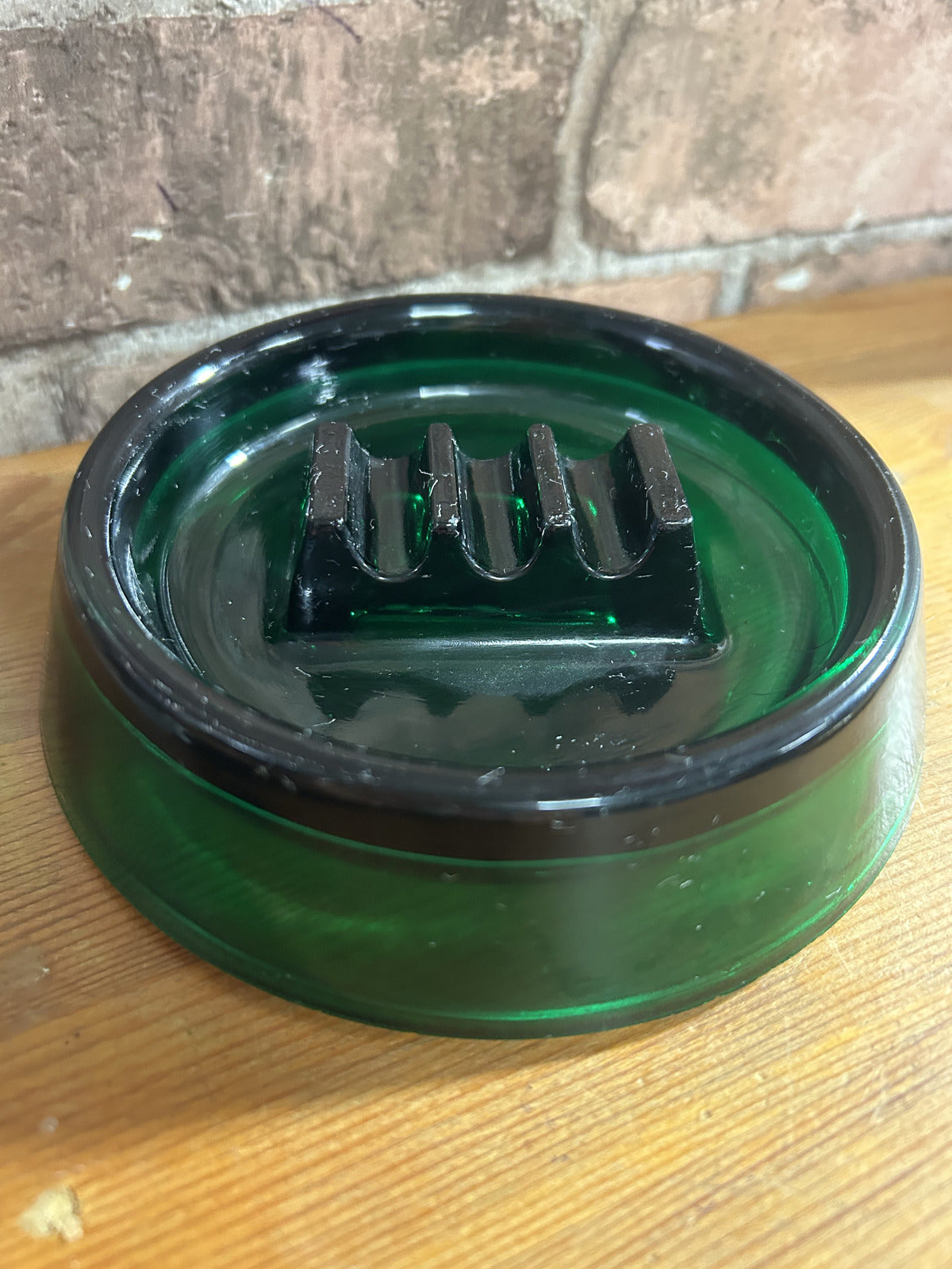 Vintage Emerald Green Glass Ashtray