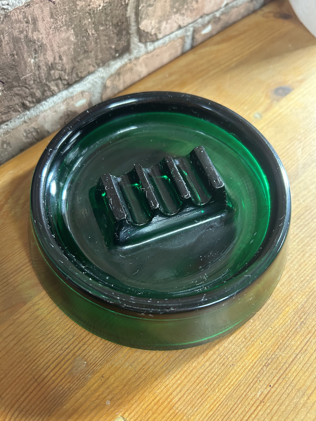 Vintage Emerald Green Glass Ashtray