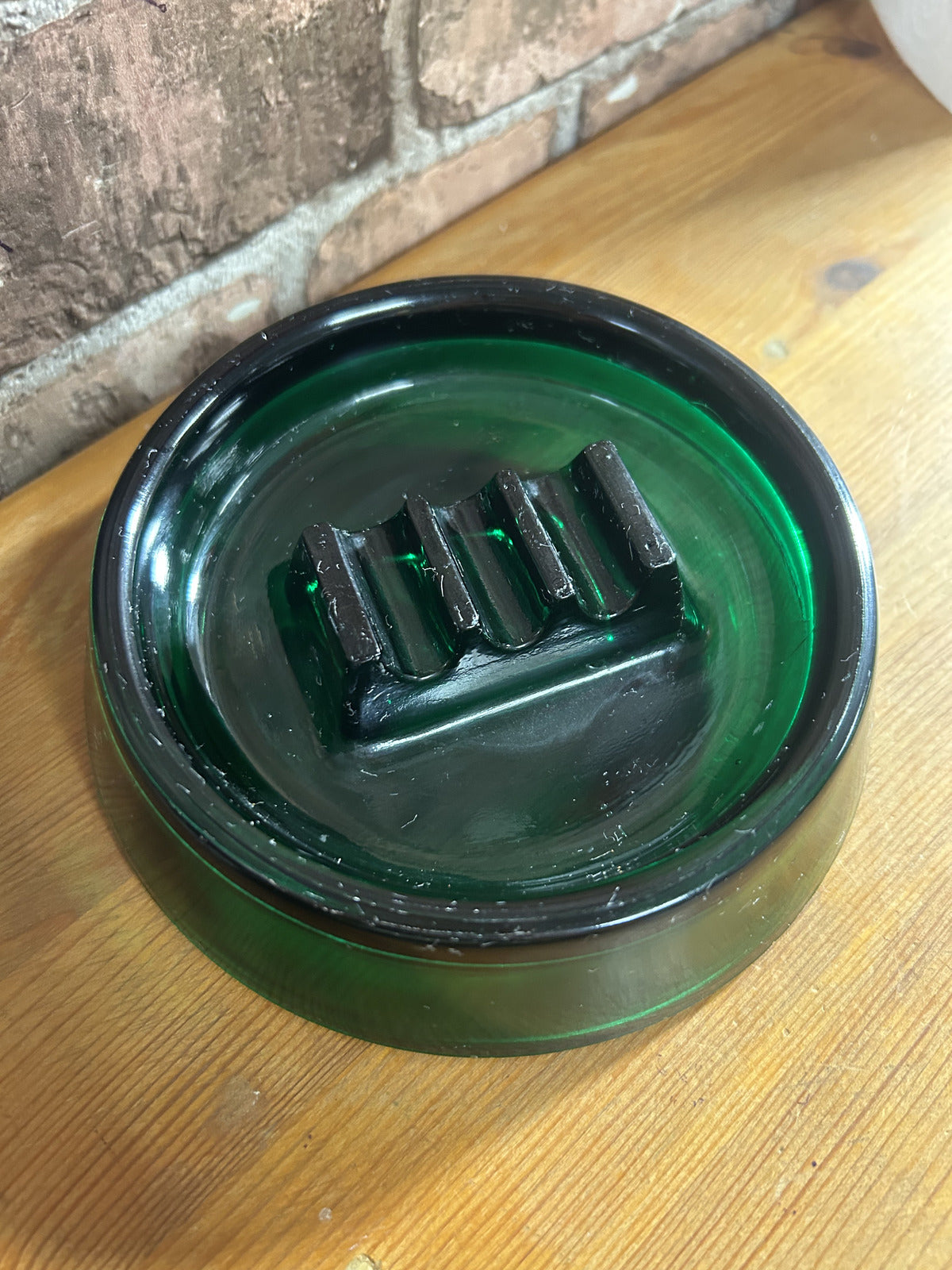 Vintage Emerald Green Glass Ashtray