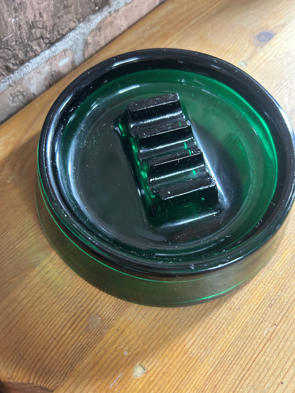 Vintage Emerald Green Glass Ashtray