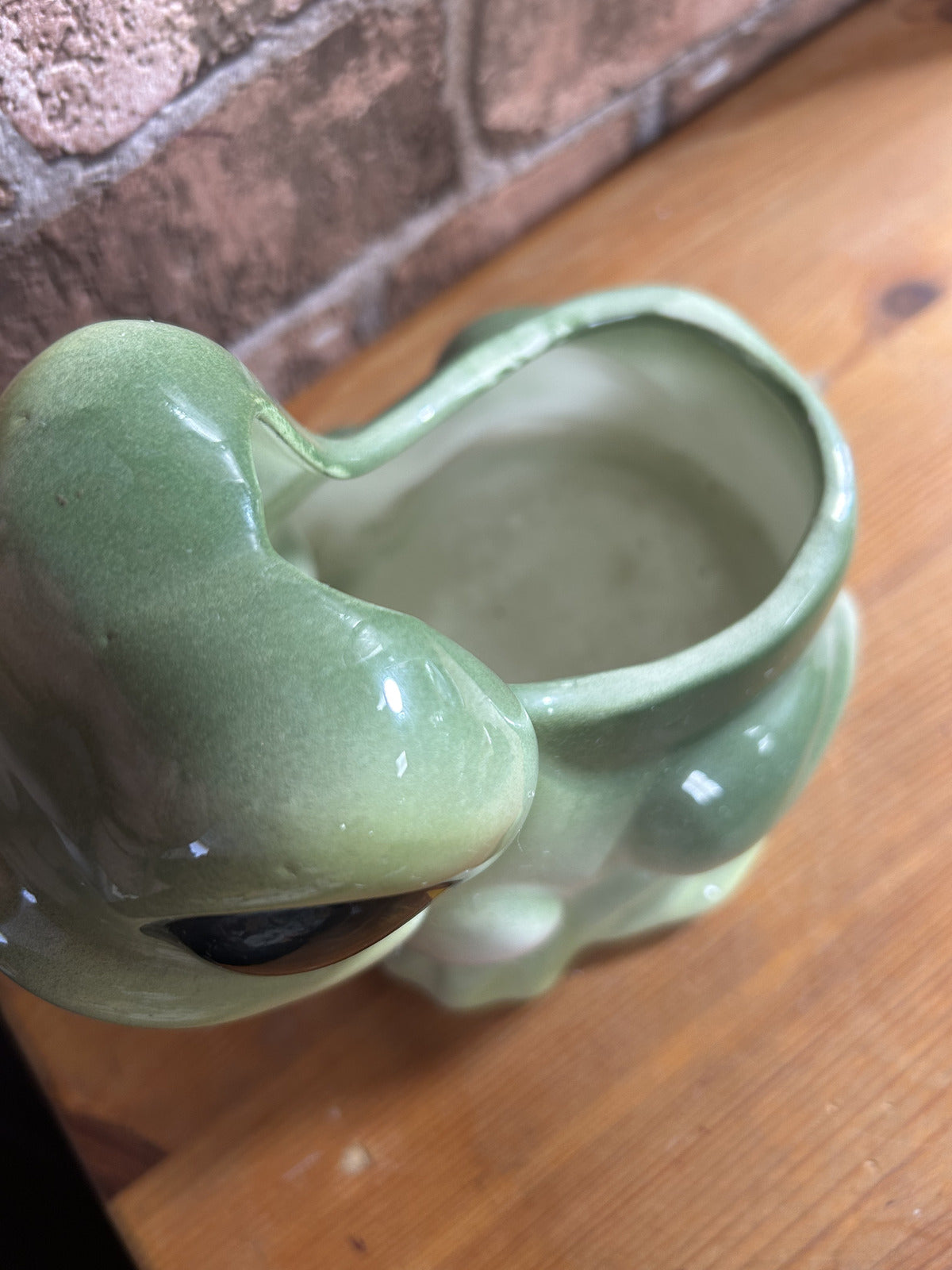 Vintage Green Frog Planter