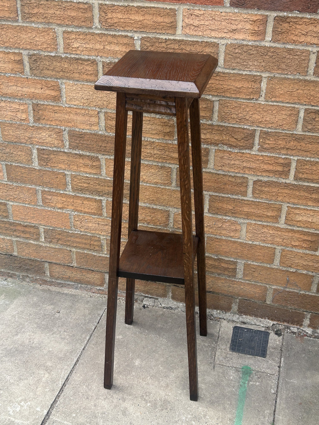 Antique Solid Oak Plant Stand
