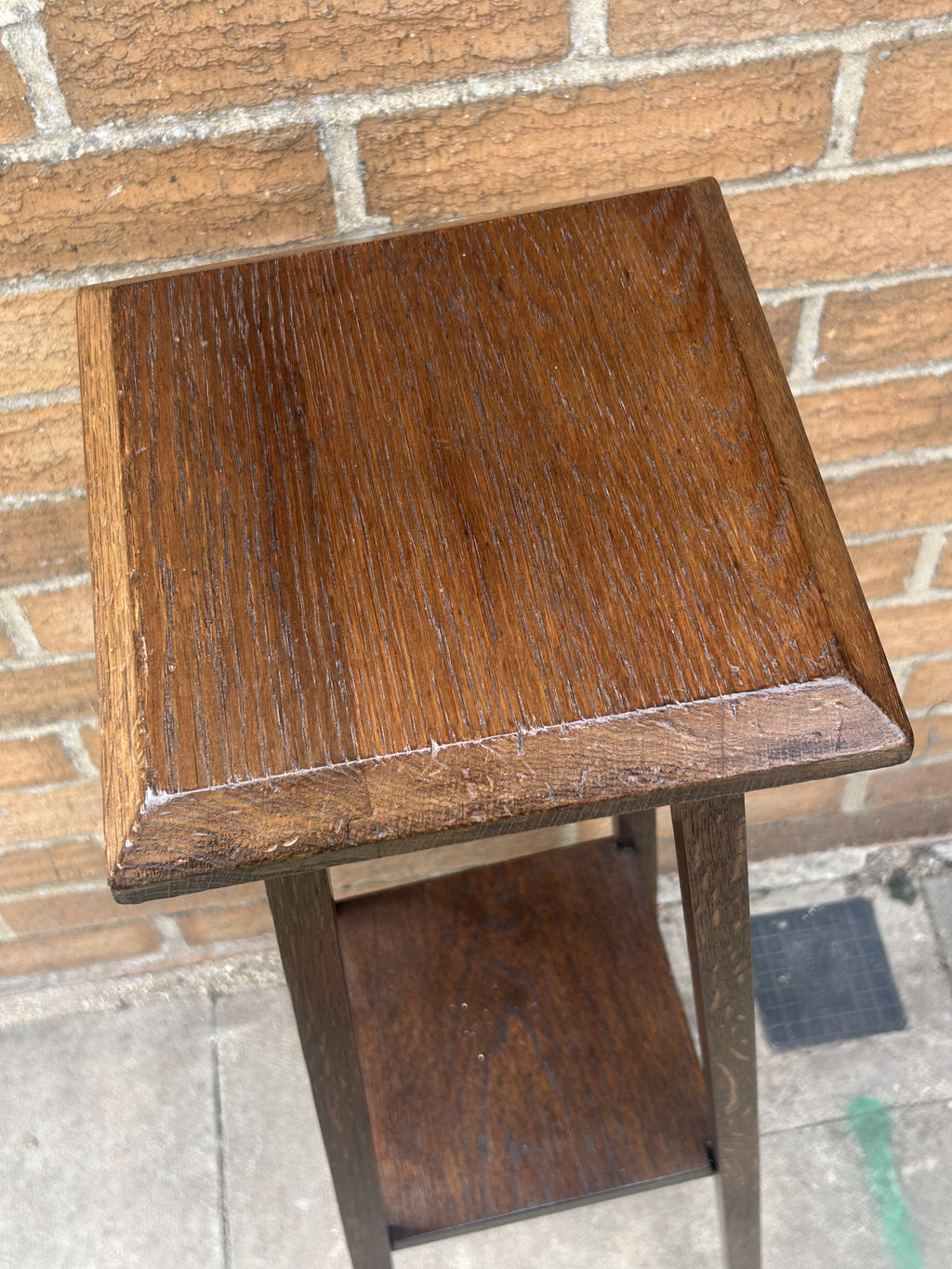 Antique Solid Oak Plant Stand