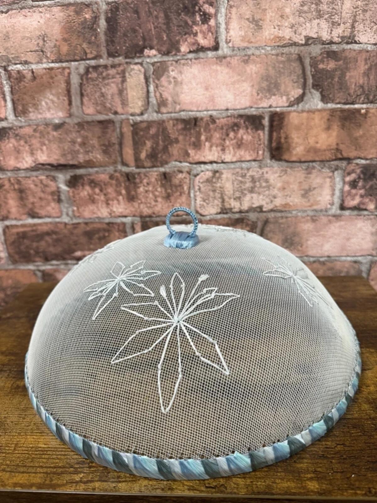 Blue Floral Embroidered Food Tent