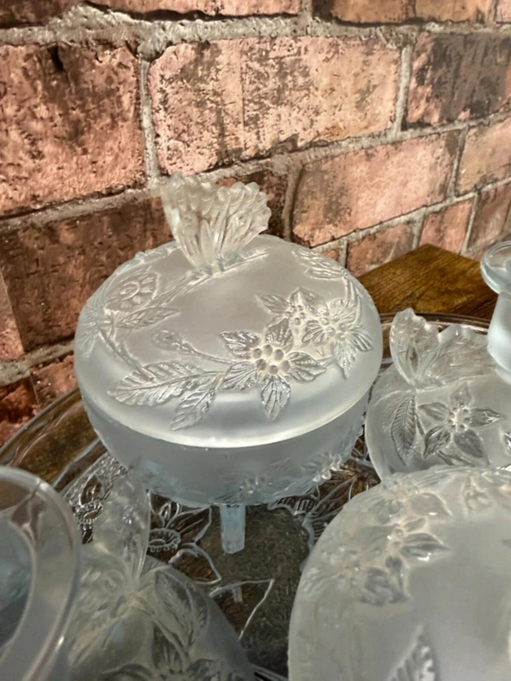 Vintage Frosted Glass Vanity Set