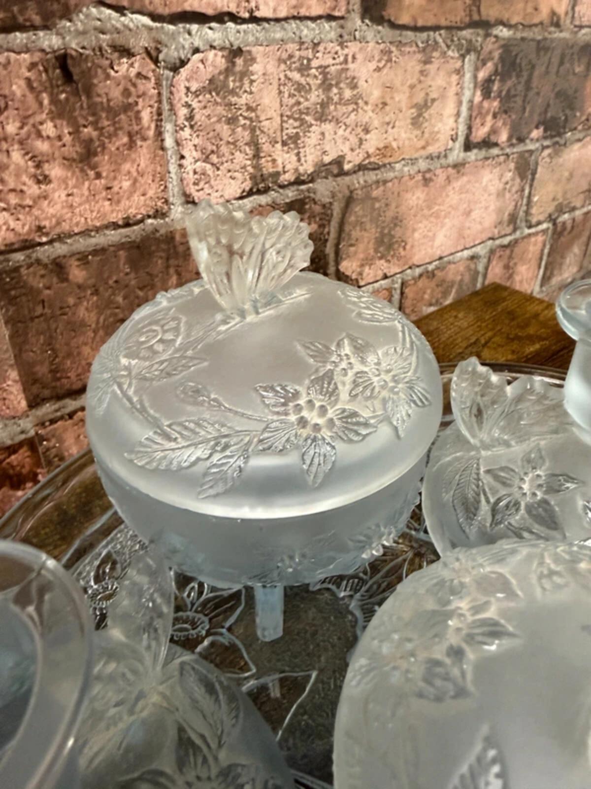 Vintage Frosted Glass Vanity Set