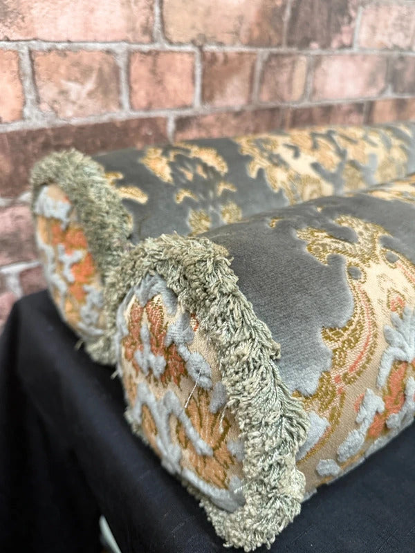 Pair of Chenille Fabric Bolster Cushions