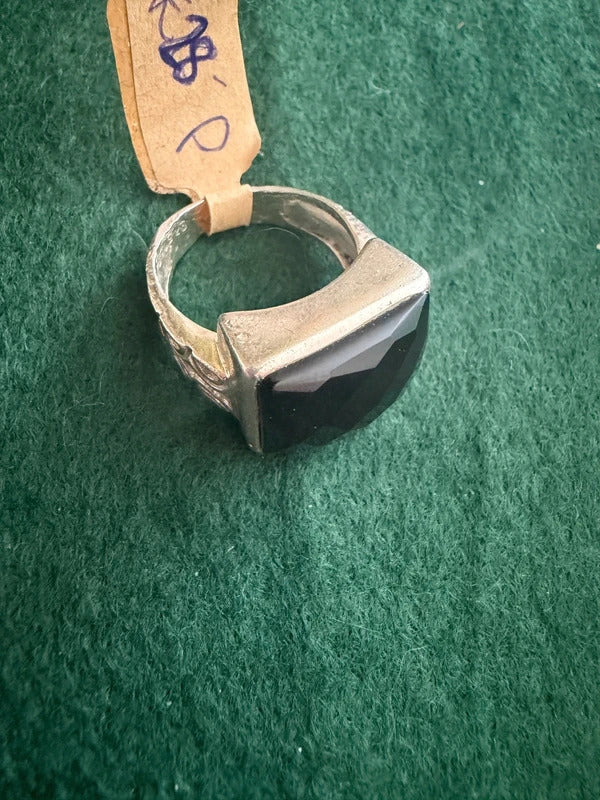 Sterling Silver Black Onyx Ring - Size P - 10g