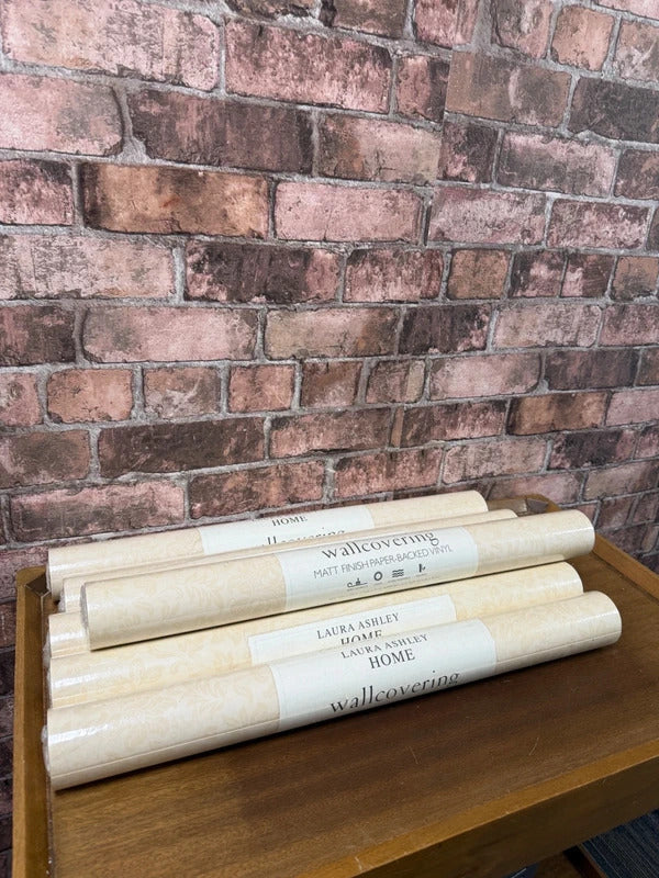 Laura Ashley Cream "Percy" Wallpaper Rolls x 6