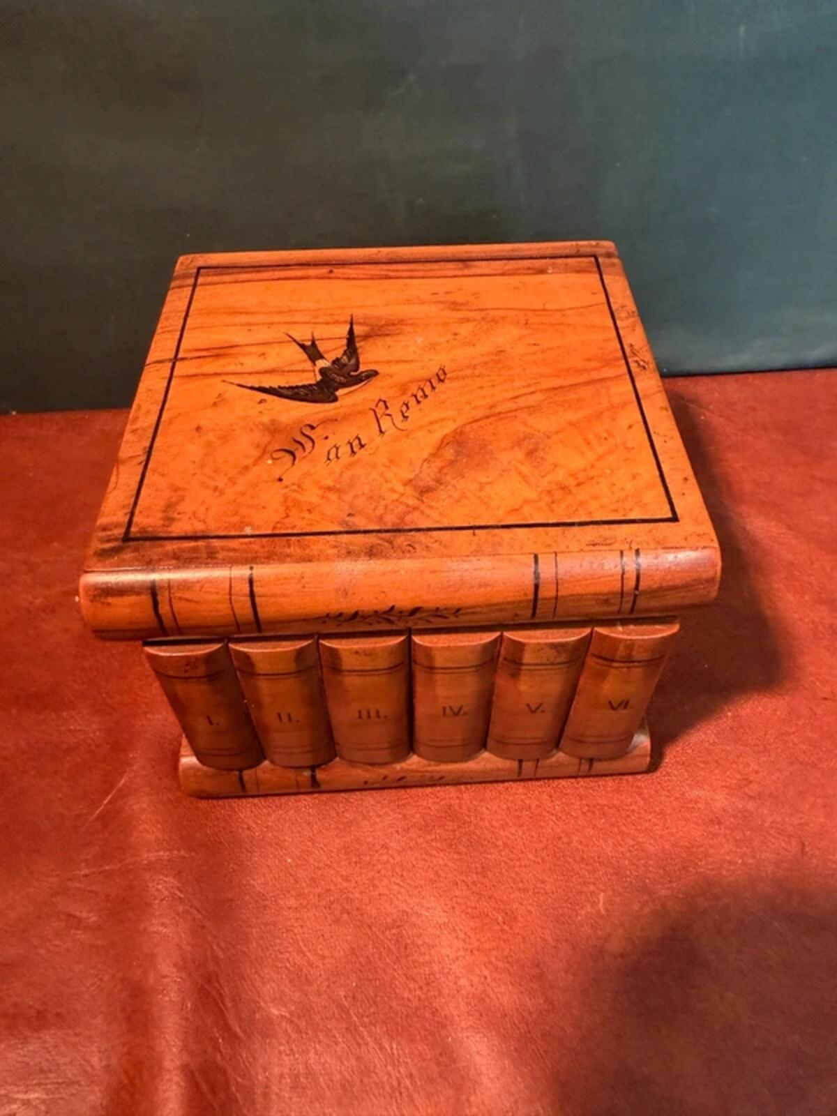 Vintage Wooden Book Carved Box