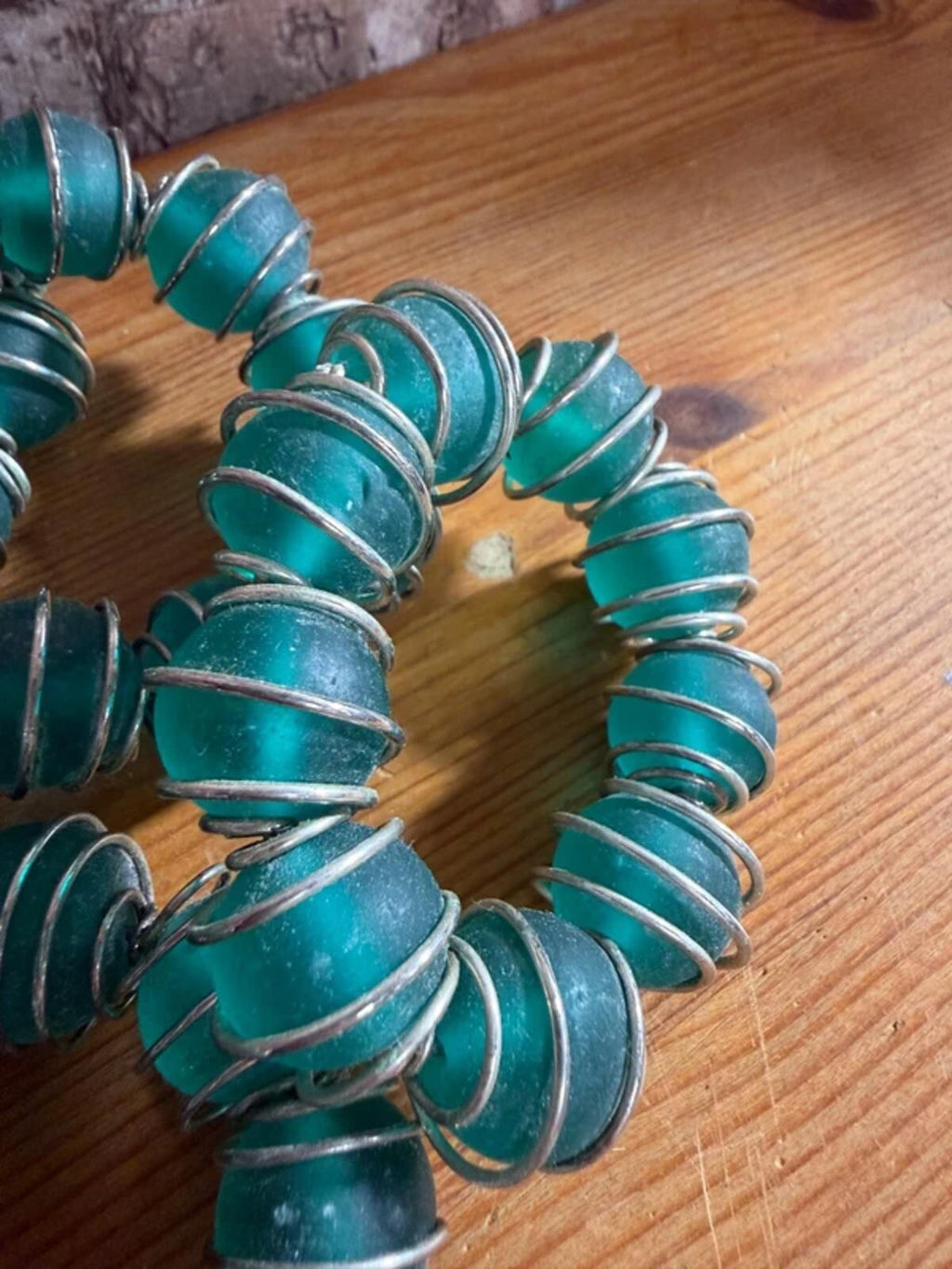 Blue/Green Stone Napkin Rings x 6