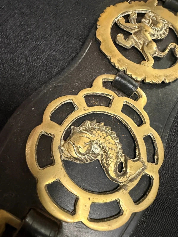 Vintage Horse Brasses on Leather Strap