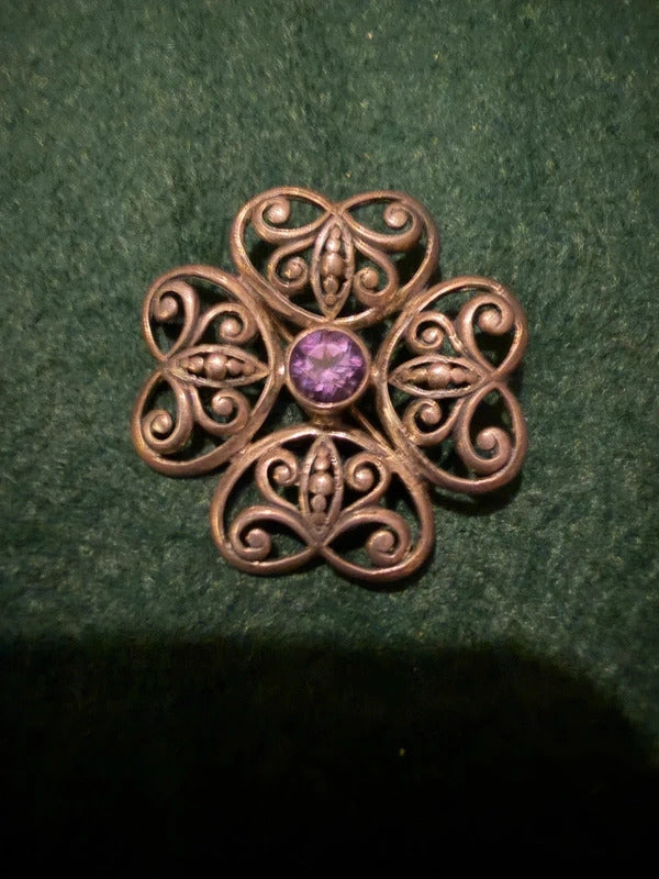 Vintage Sterling Silver and Amethyst Butterfly Brooch