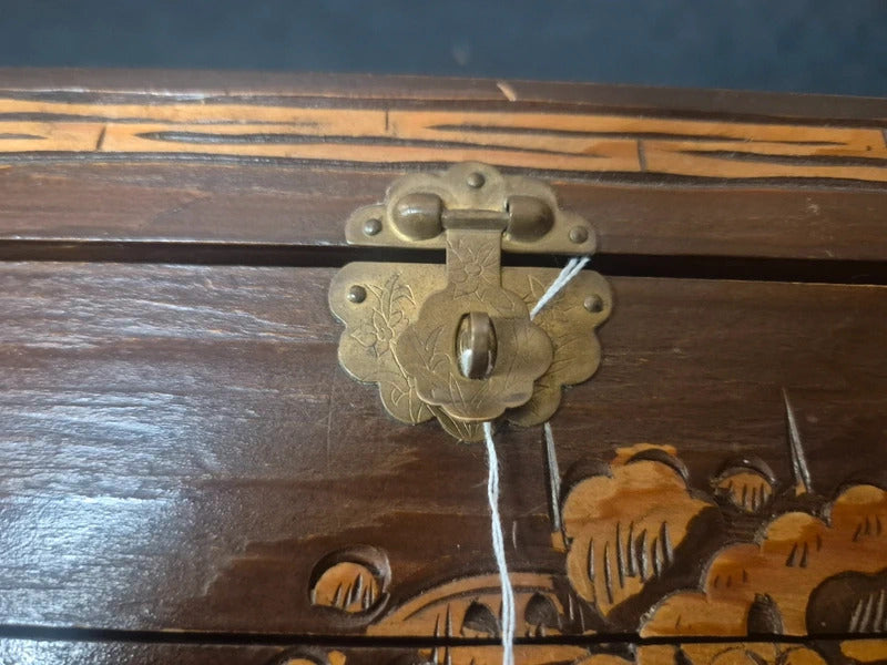 Vintage carved chinese jewellery box