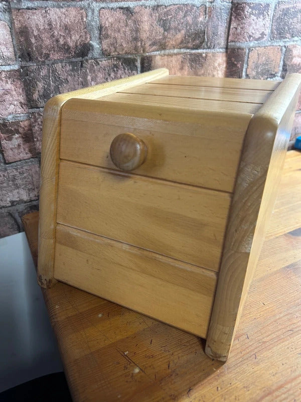 Beech Wood Bread Bin with Drop Front