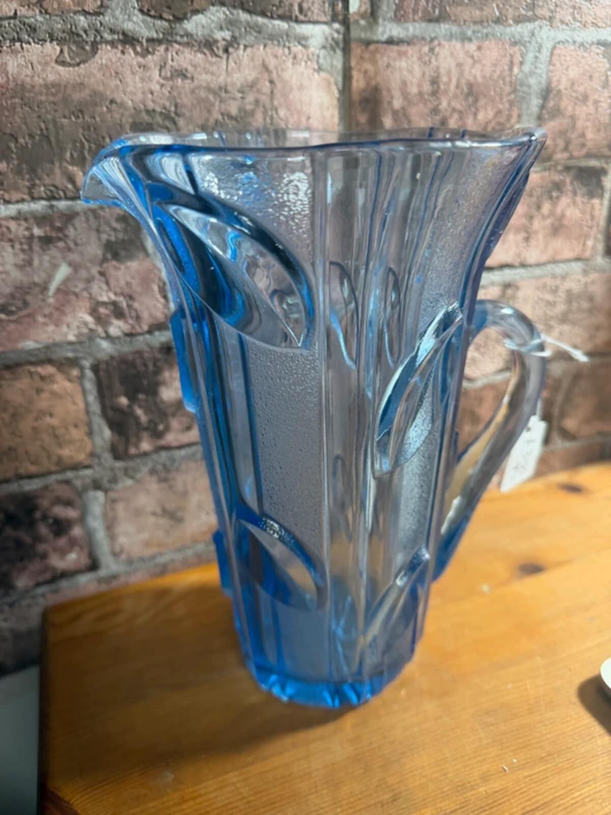 Vintage French Blue Glass Pitcher Jug