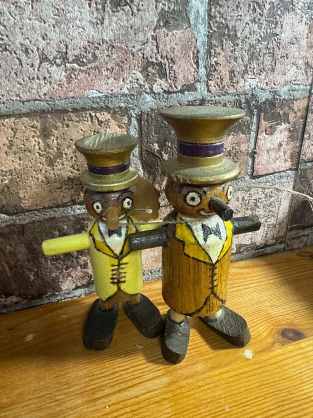 Pair of Vintage Wooden Folk Figures