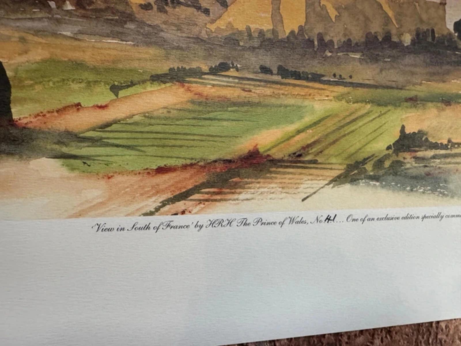 Limited edition print of "View in South of France" by HRH The Prince of Wales - Number 41