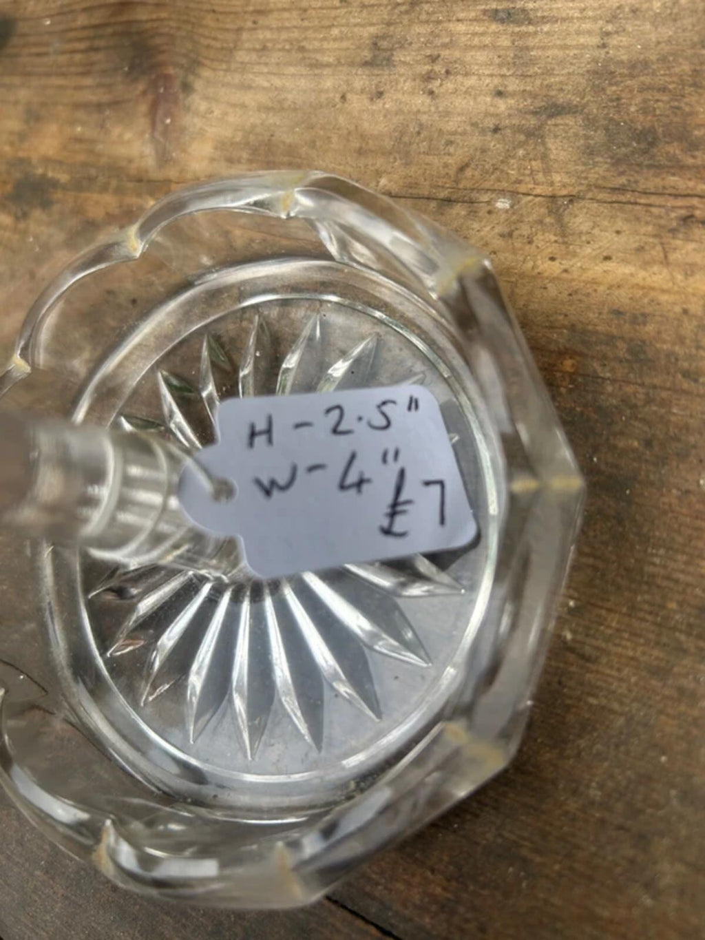 Clear Cut Glass Vintage Ring Holder and Trinket Dish