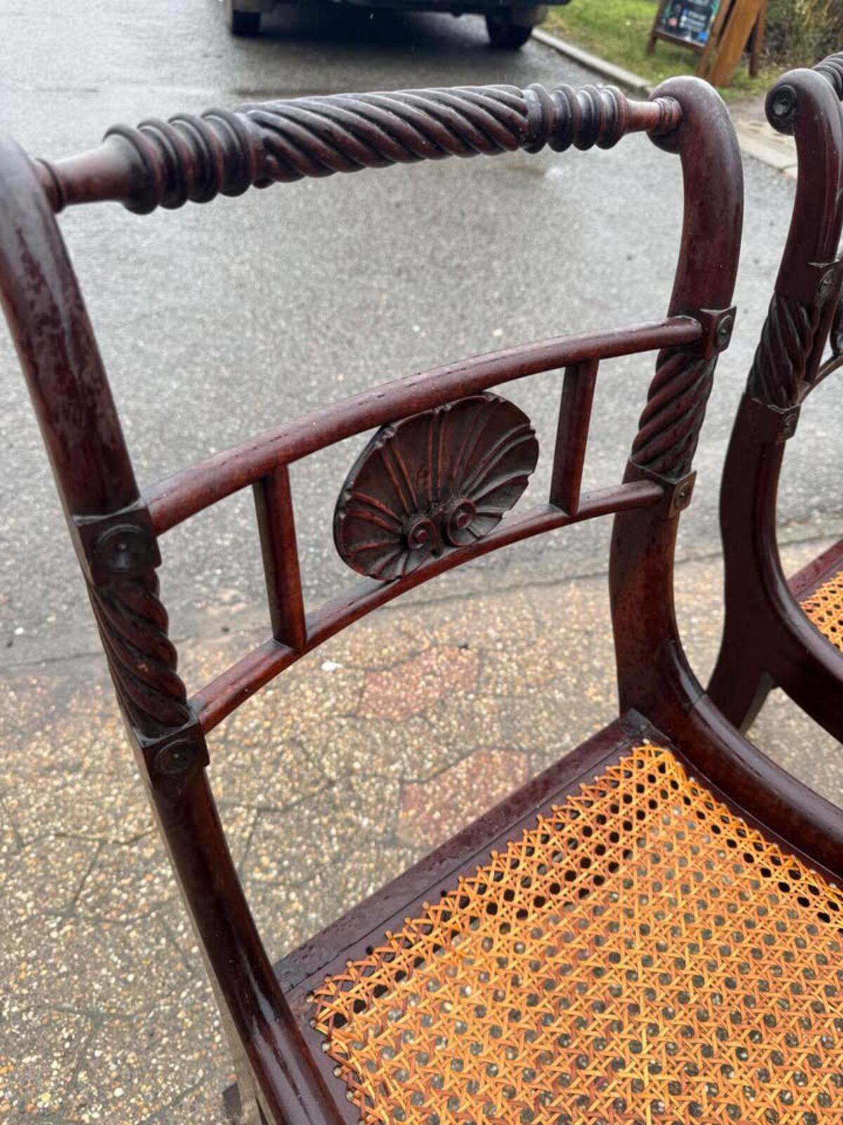 Pair of Antique Regency Chairs with Cane Seats
