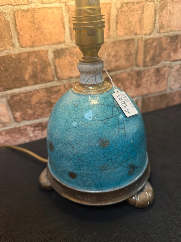 Crackle Glaze Teal Ceramic Lamp