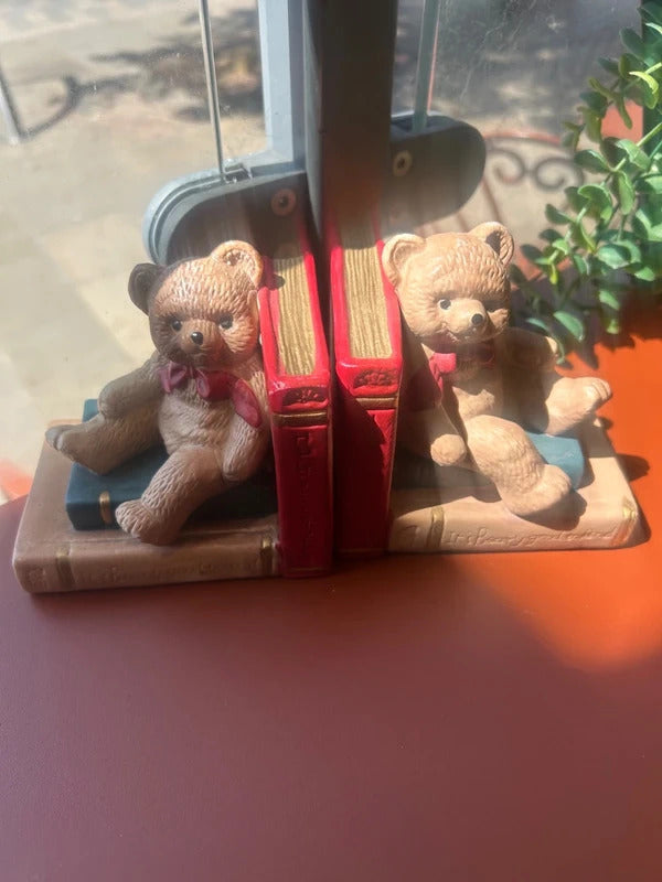 1970's Porcelain Vintage Teddy Bear Bookends