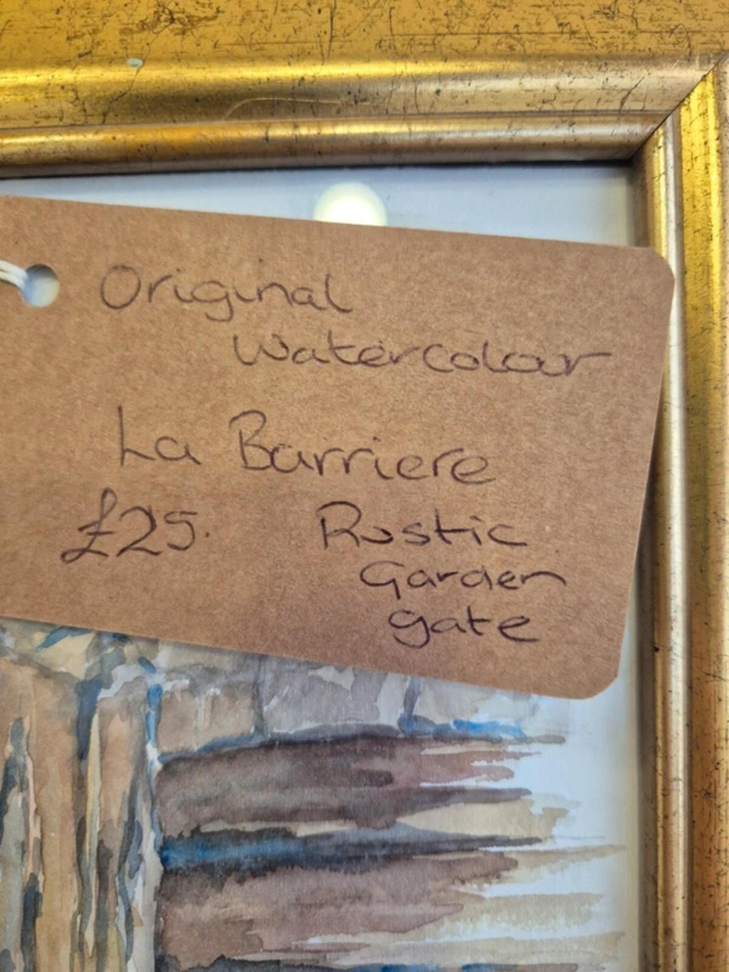 La Barrierre rustic garden gate watercolour