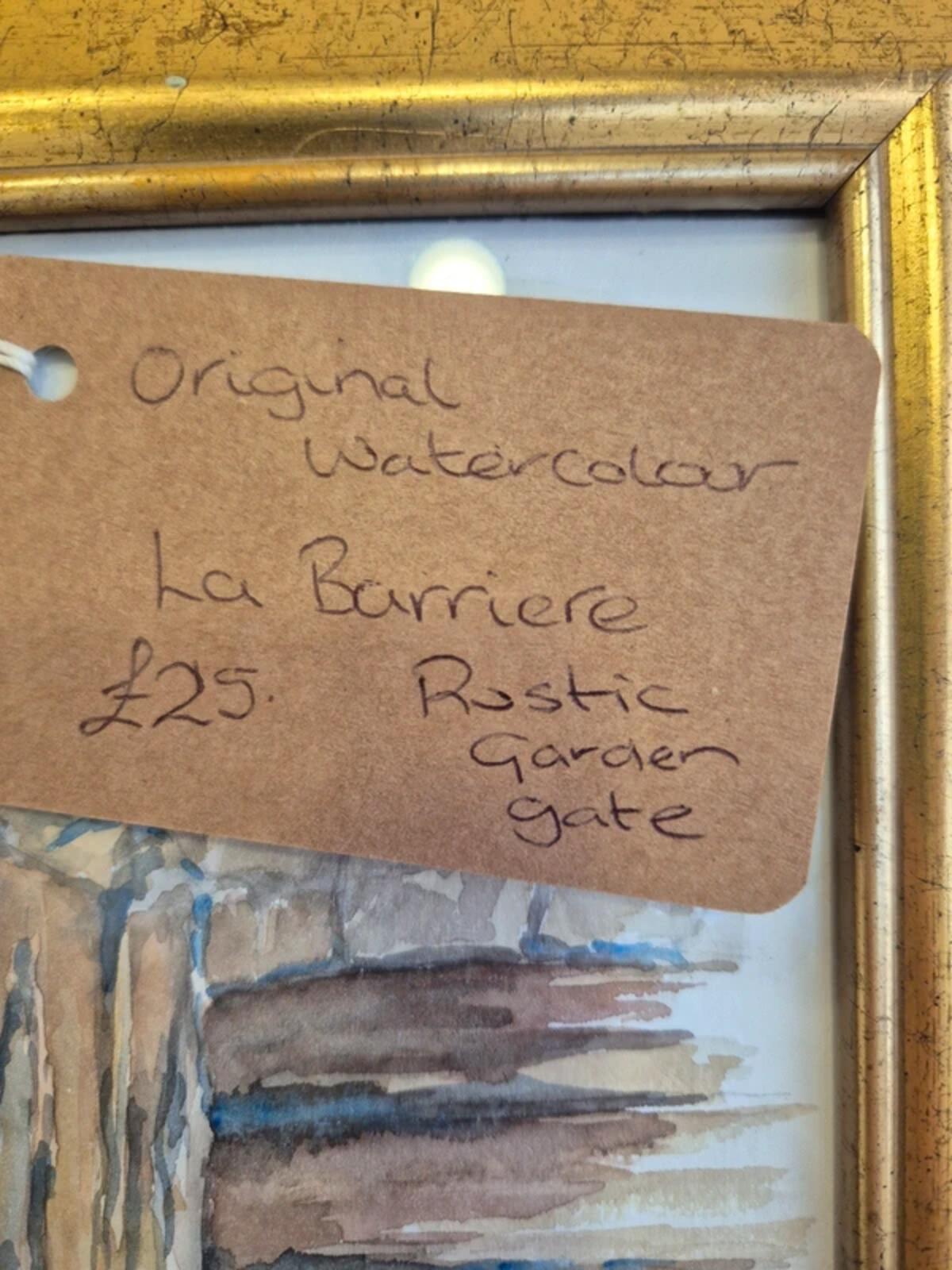 La Barrierre rustic garden gate watercolour