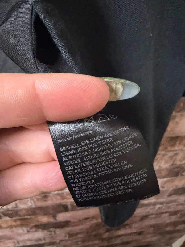H&M Linen Blend Black Jacket - Size XS (Oversized)