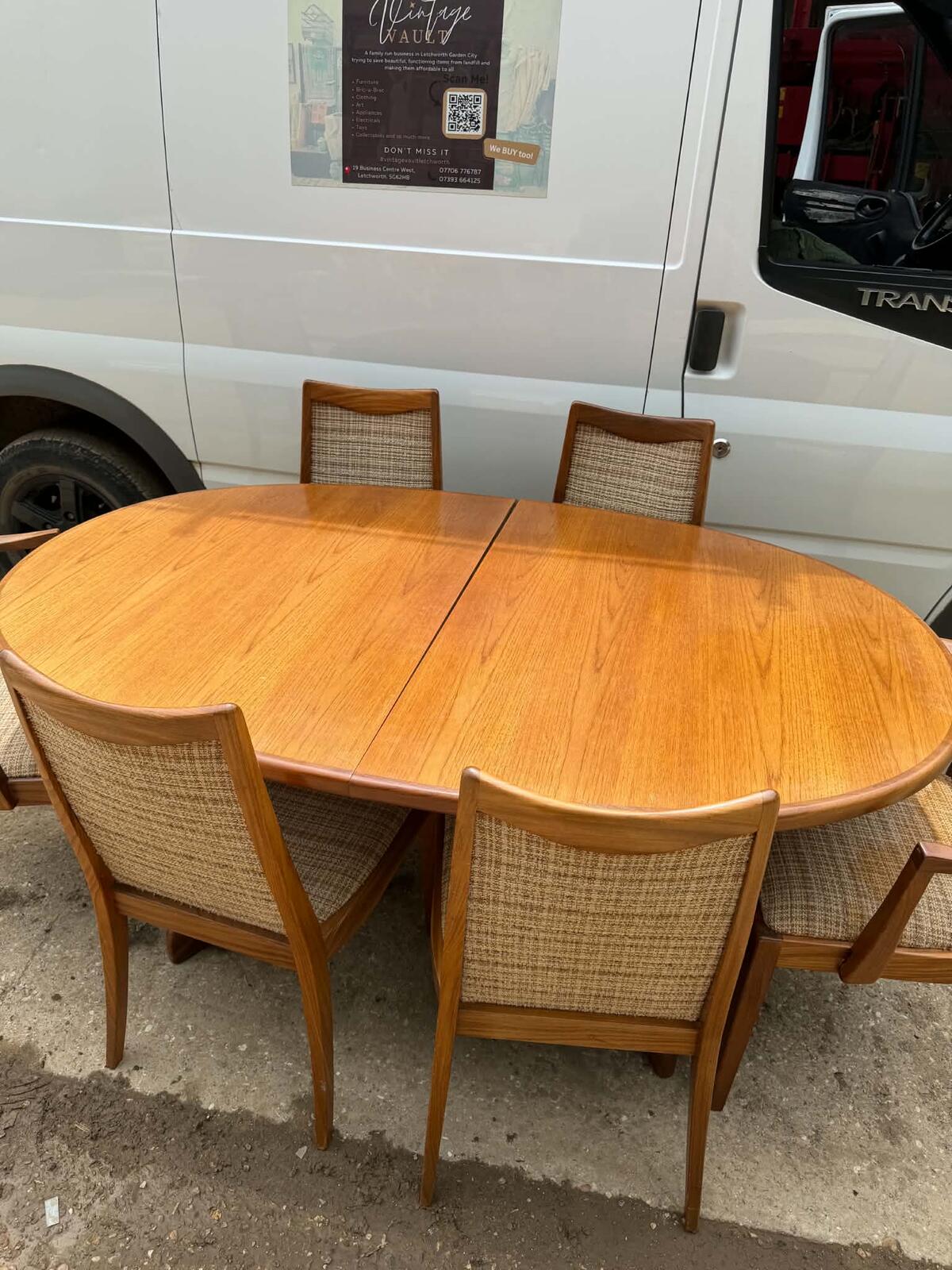 G Plan Fresco Mid Century Teak Extending Dining Table and Six Chairs
