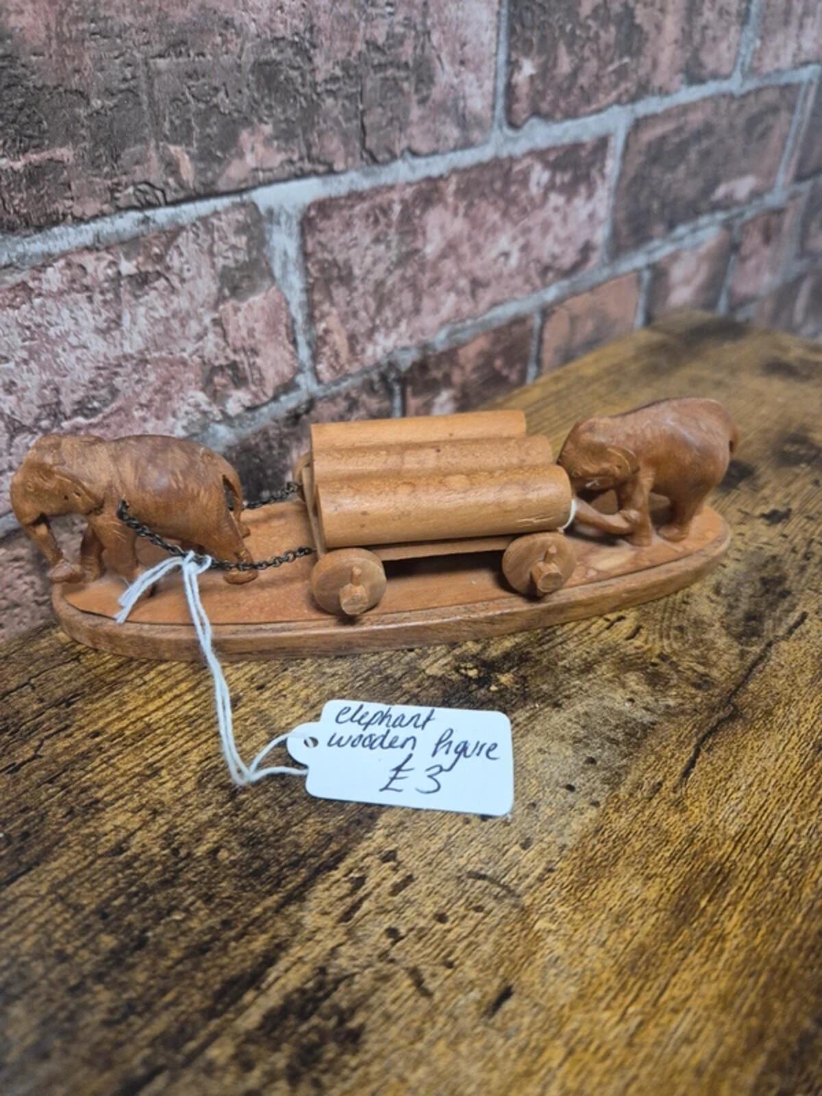 Wooden Elephant Figure