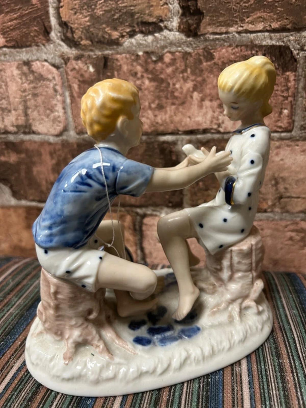 Ernst Bohne & Son Ceramic Girl and Boy Figurine