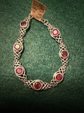 Sterling Silver and Garnet Celtic Bracelet - 13.8g