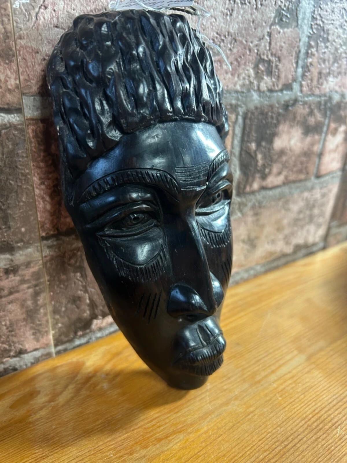 Vintage Carved Ebony Wood African Mask Ornament