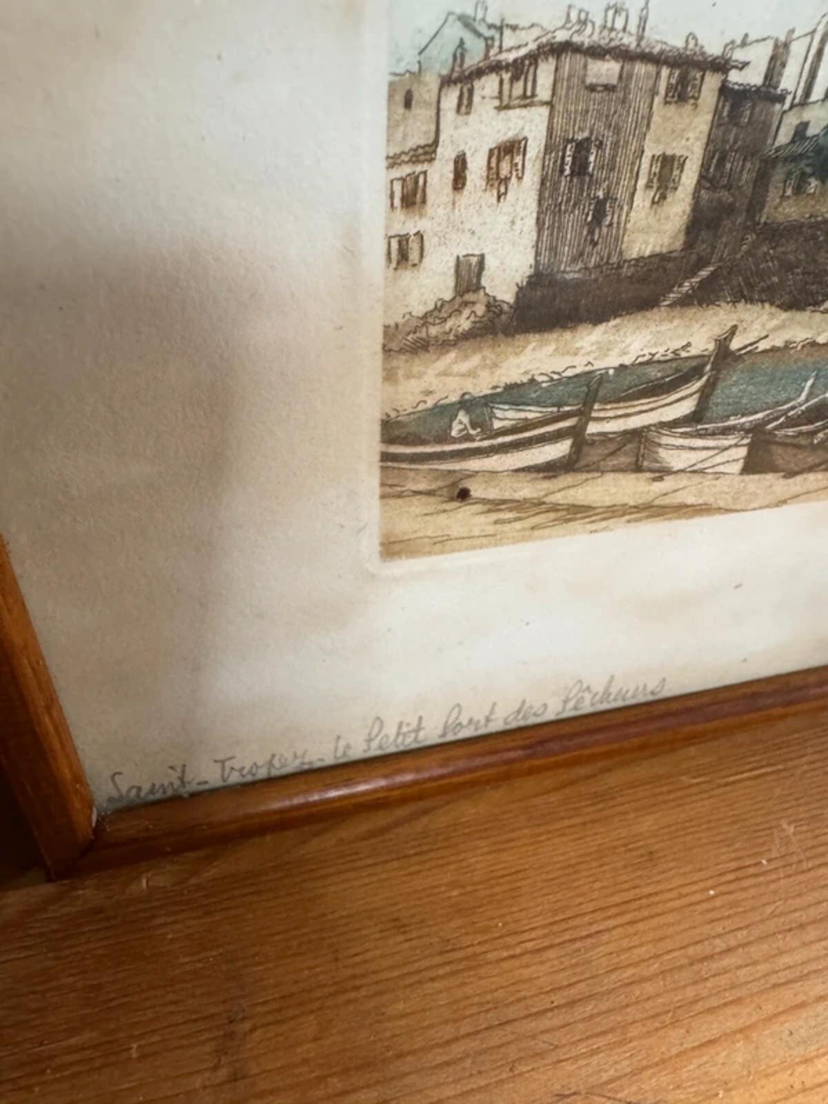 Vintage Framed Sketch Saint Tropez