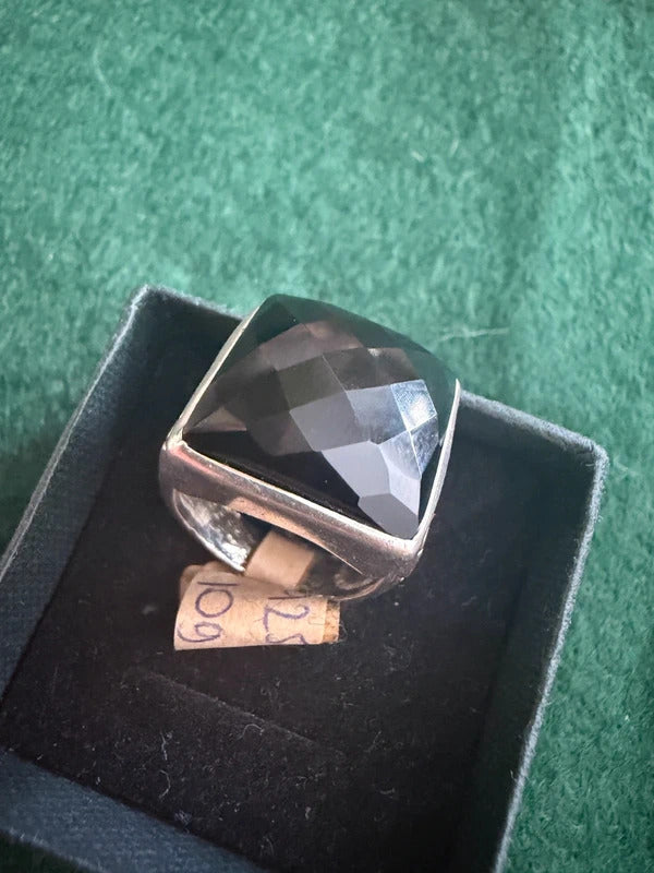 Sterling Silver Black Onyx Ring - Size P - 10g
