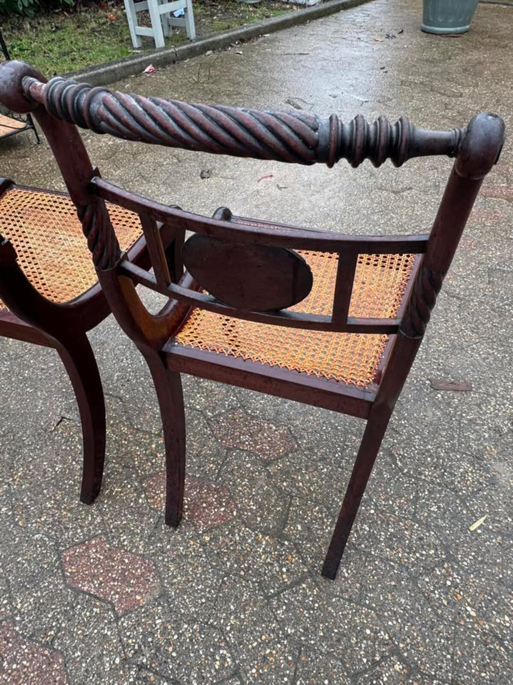 Pair of Antique Regency Chairs with Cane Seats
