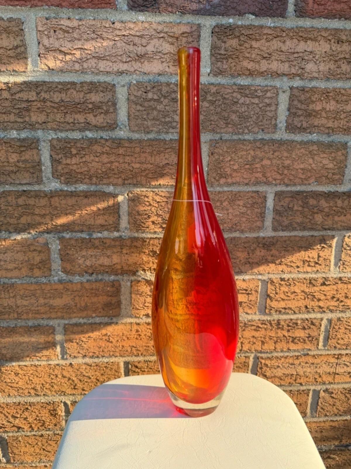 Vintage Art Red Glass Vase