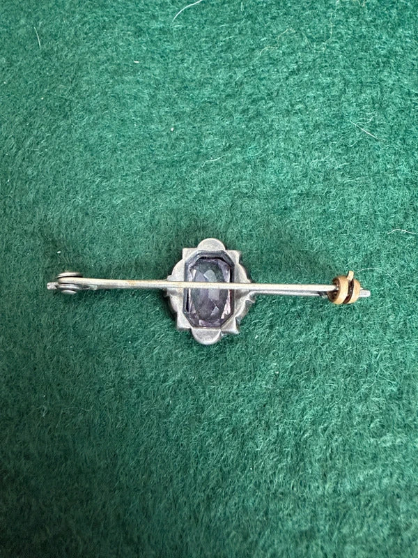 Antique Sterling Silver Bar Brooch
