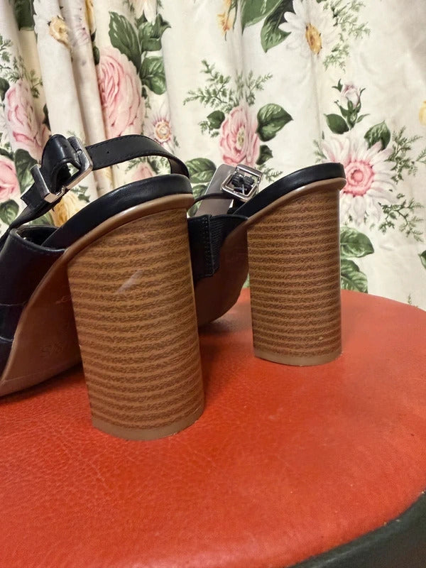 M&S black open toe heels - size 4