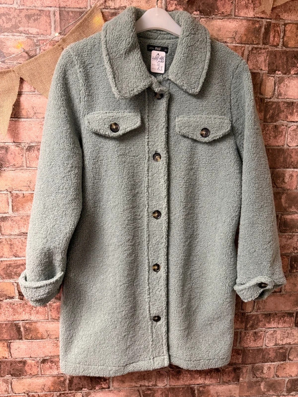 F&F Teal Teddy Bear Fleece Long Jacket - Size 10