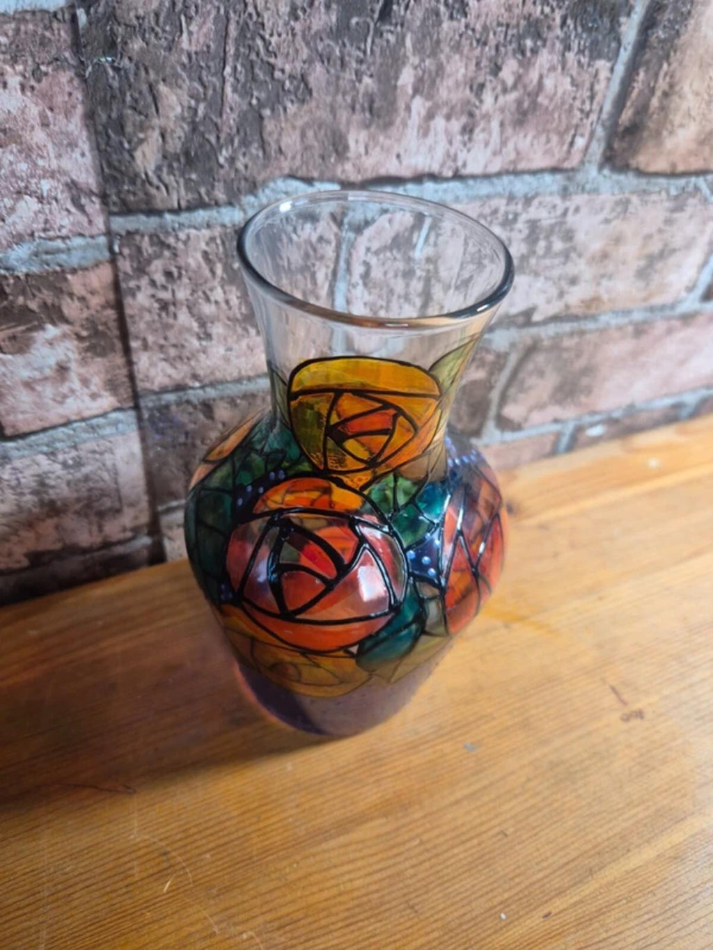 Stained Glass Floral Vase